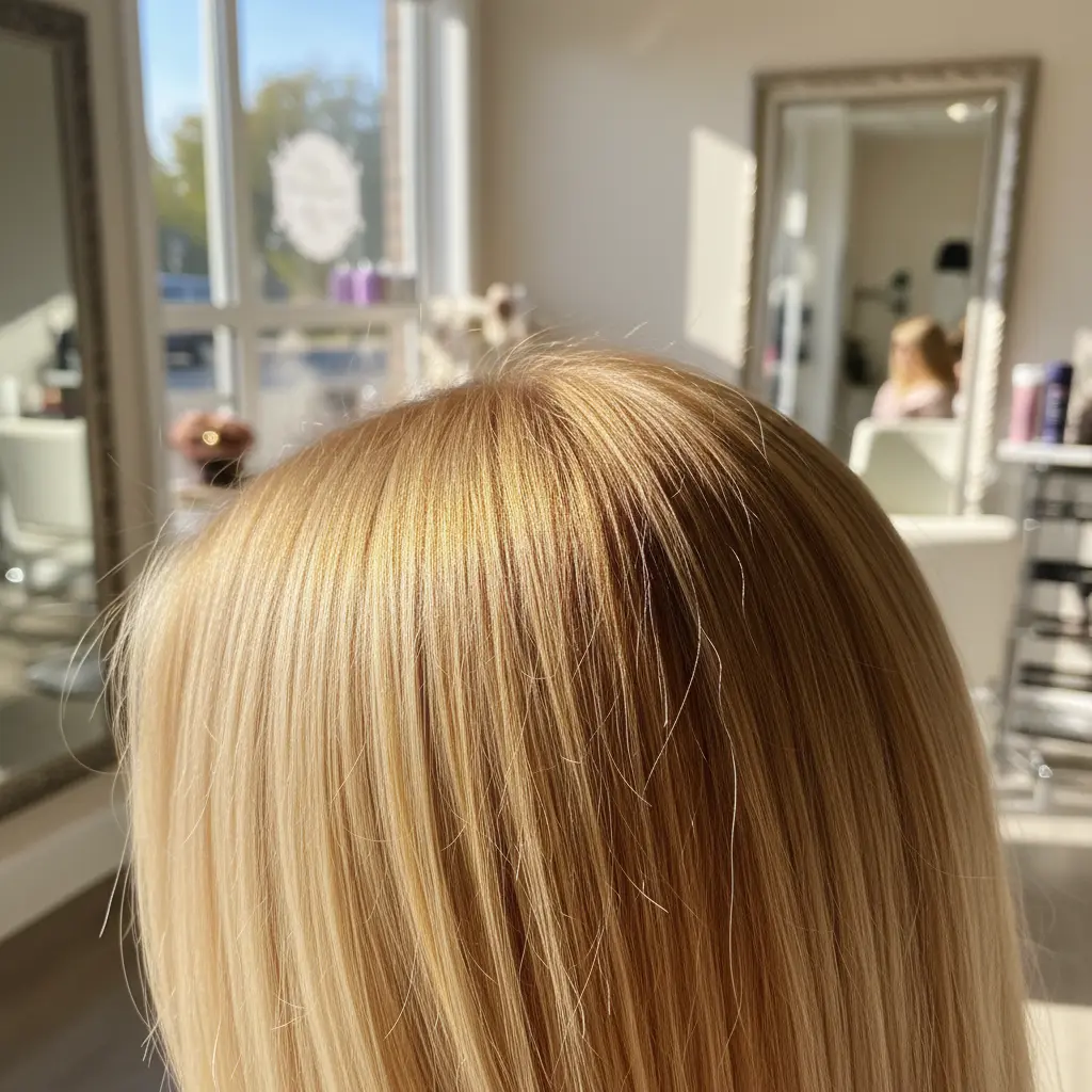 желтизна блонда после окрашивания крупным планом