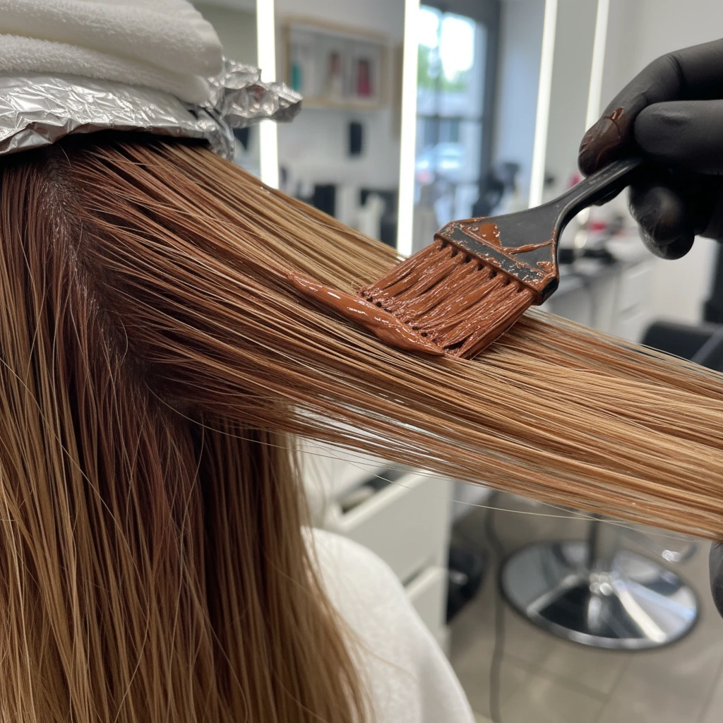 процесс окрашивания волос