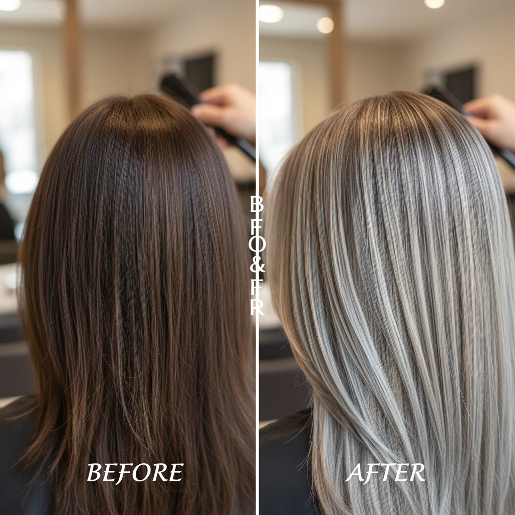 смена цвета волос после окрашивания