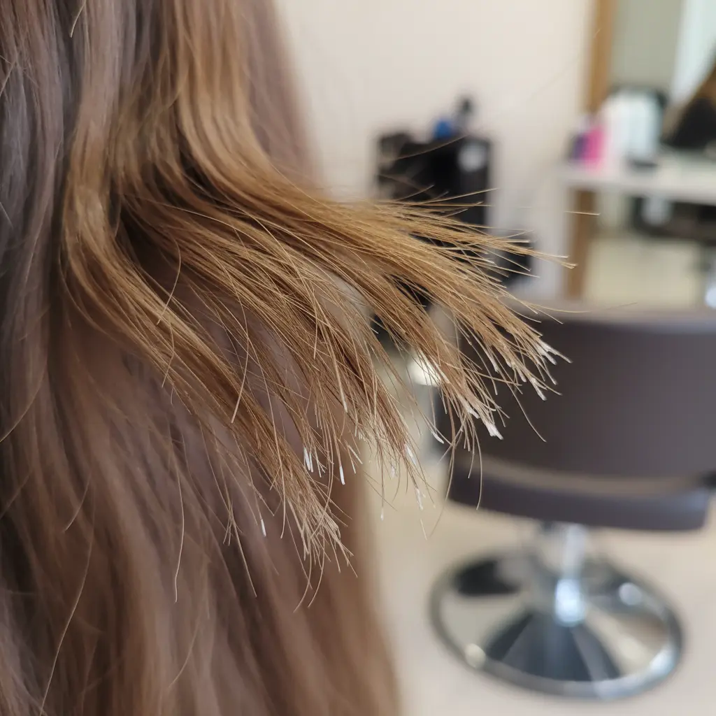 секущиеся кончики волос крупным планом