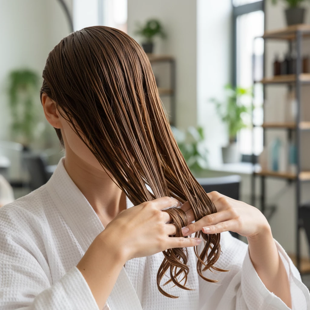 нанесение кондиционера на длину волос