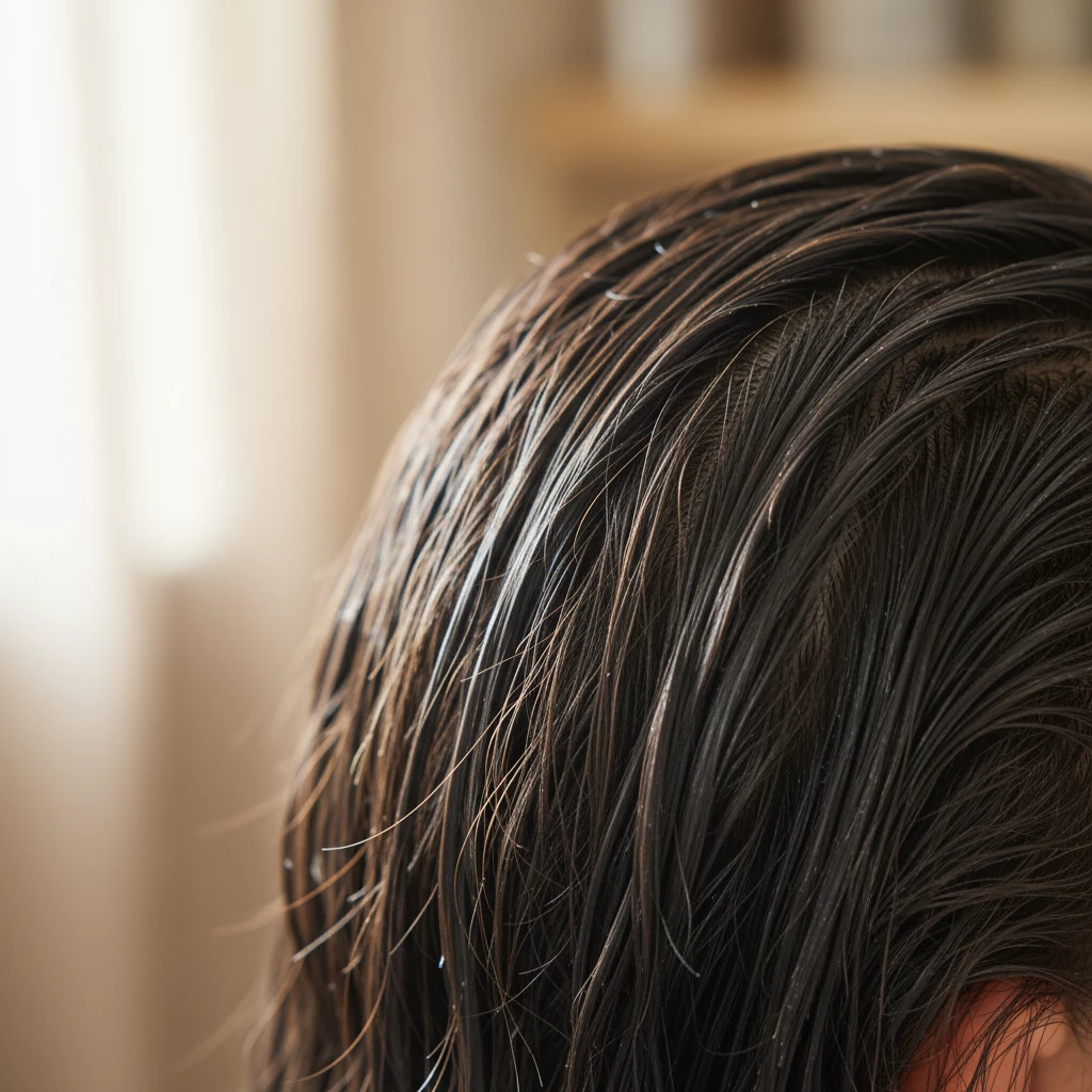 Жирные волосы у корней выглядят плоскими, быстро теряют объем и свежесть уже через несколько часов после мытья.