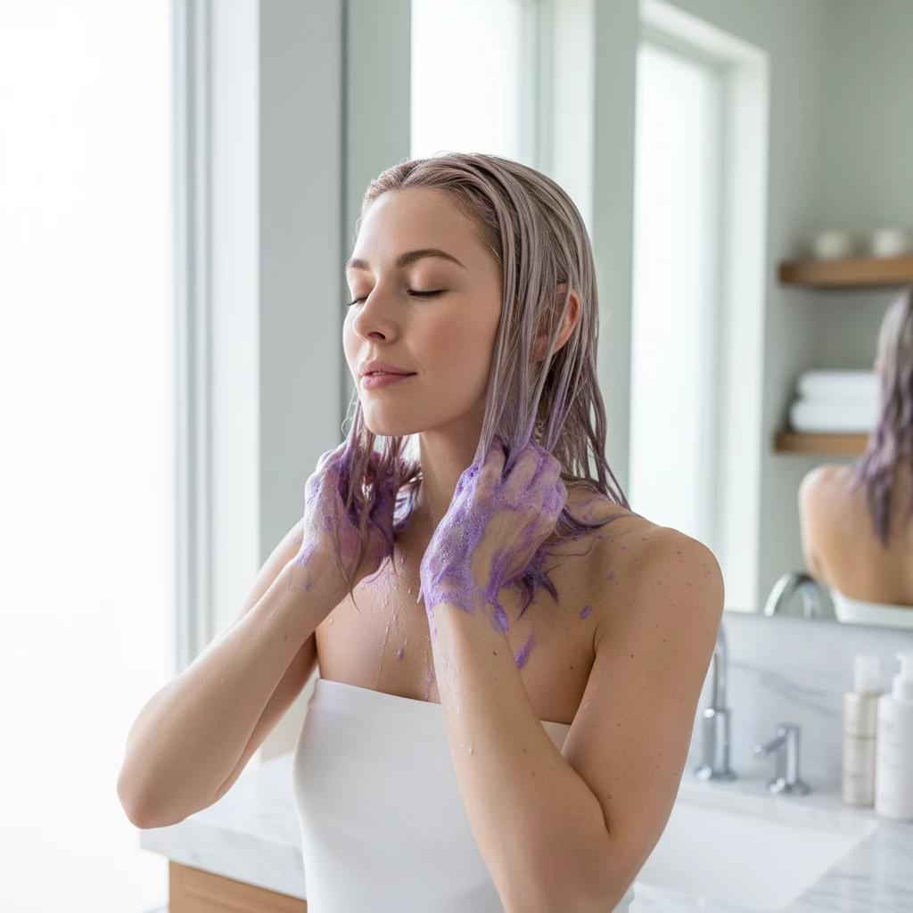 фиолетовый шампунь для блонда нейтрализация желтизны волос