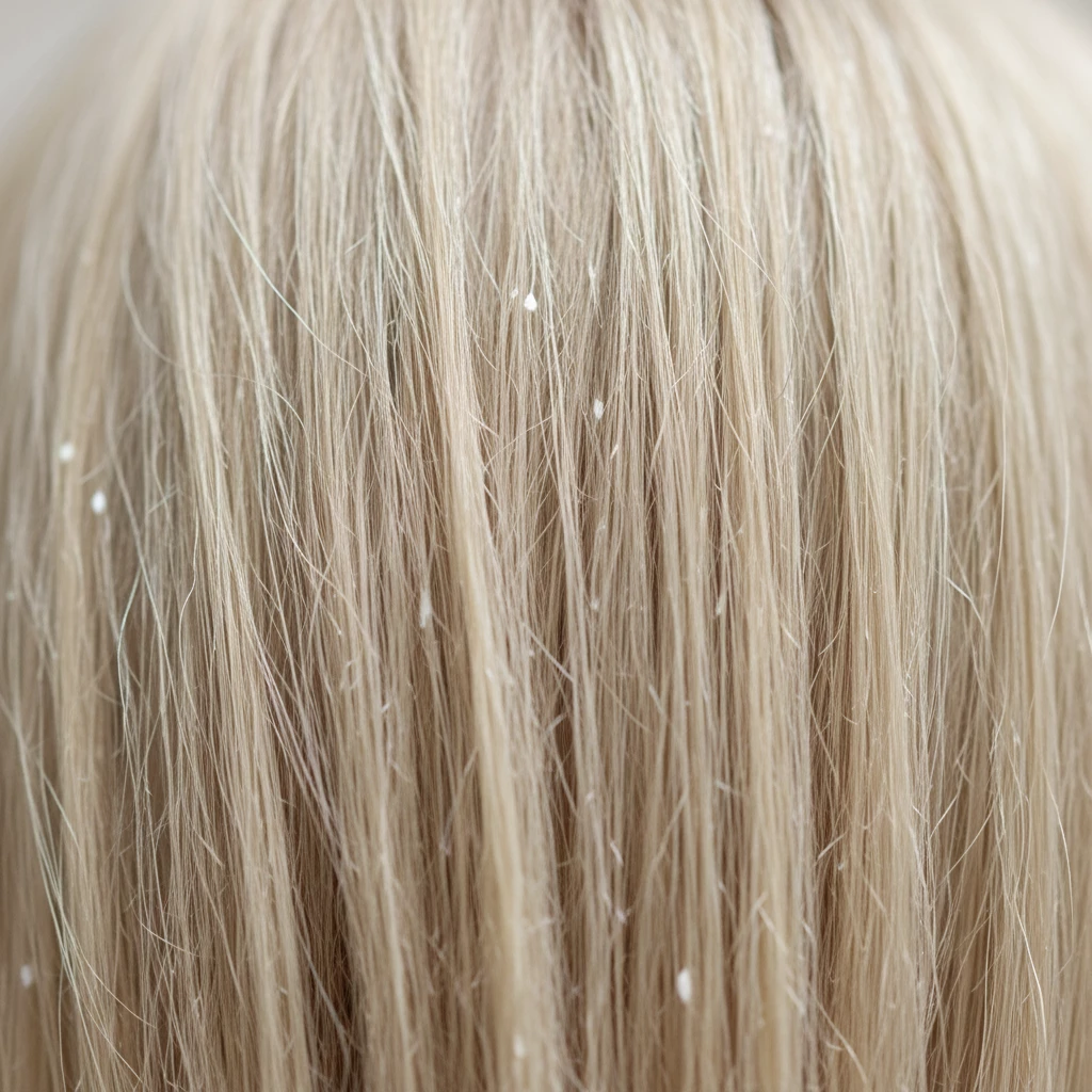 Сухие кончики осветлённых волос крупным планом