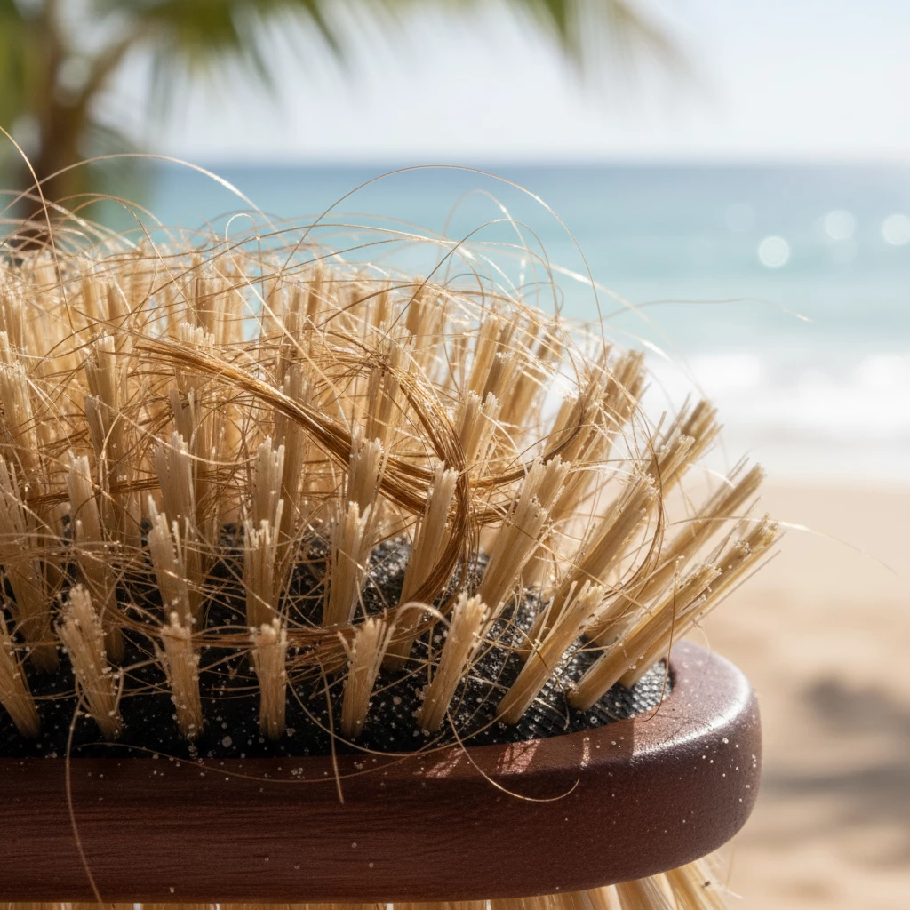 короткие обломанные волосы на расчёске летом