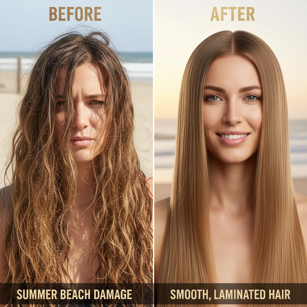 эффект ламинирования до и после моря волосы потеряли блеск