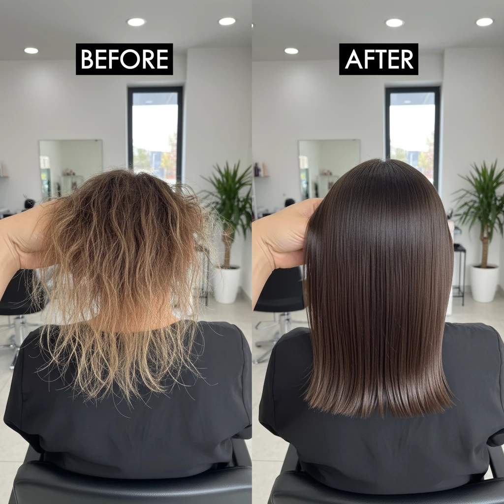 секущиеся волосы до и после полировки пушистая длина