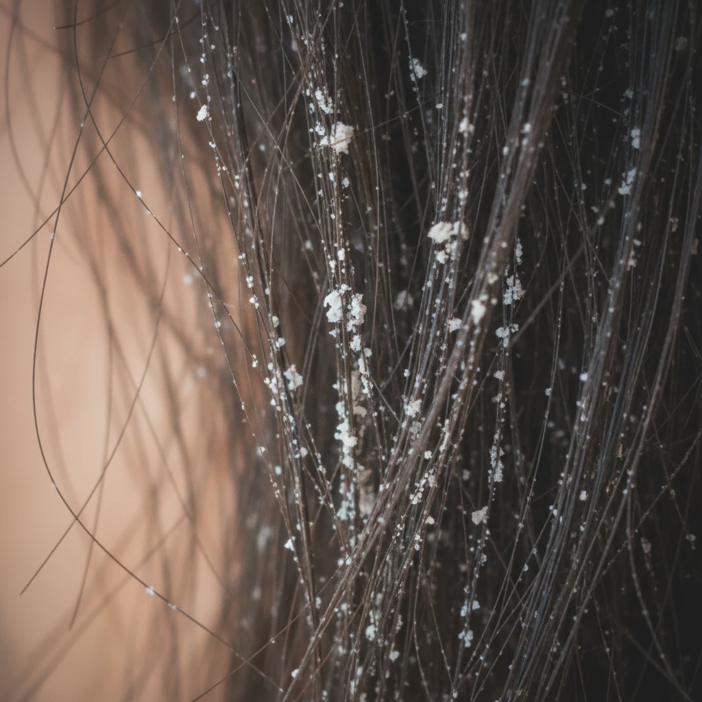 налёт минералов на волосах крупным планом жёсткая вода