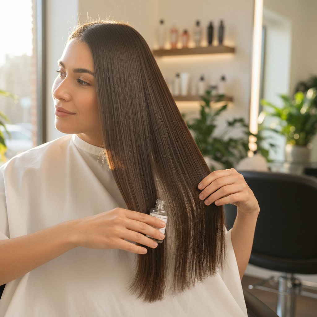 нанесение сыворотки против электризации волос