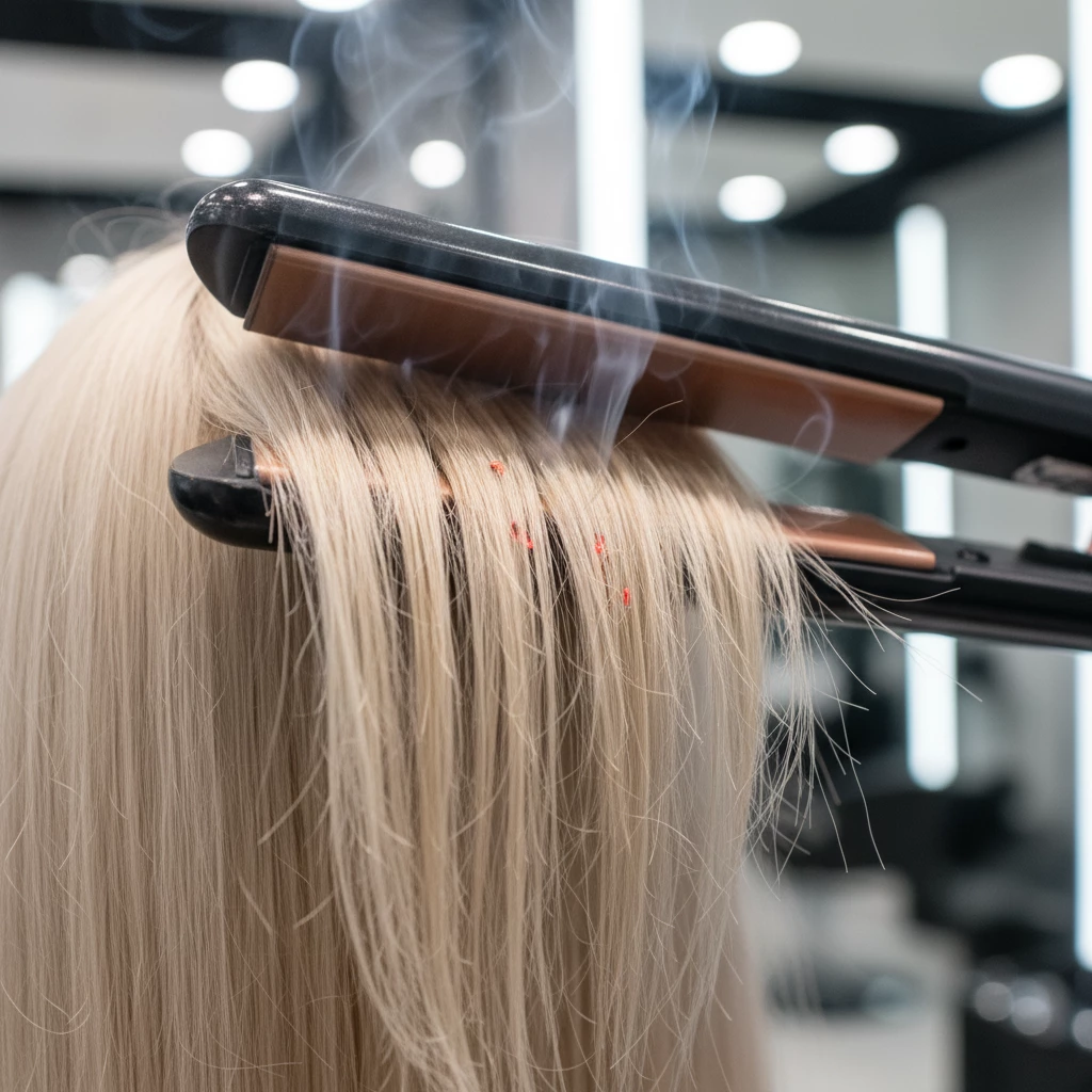 утюжок повреждает блонд без термозащиты сухие концы