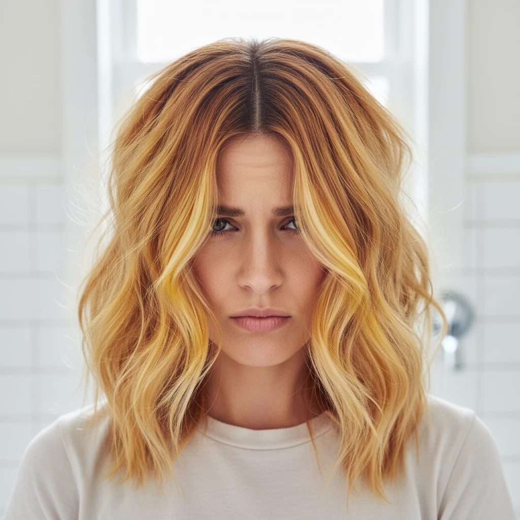 желтый блонд из-за неправильного подтона