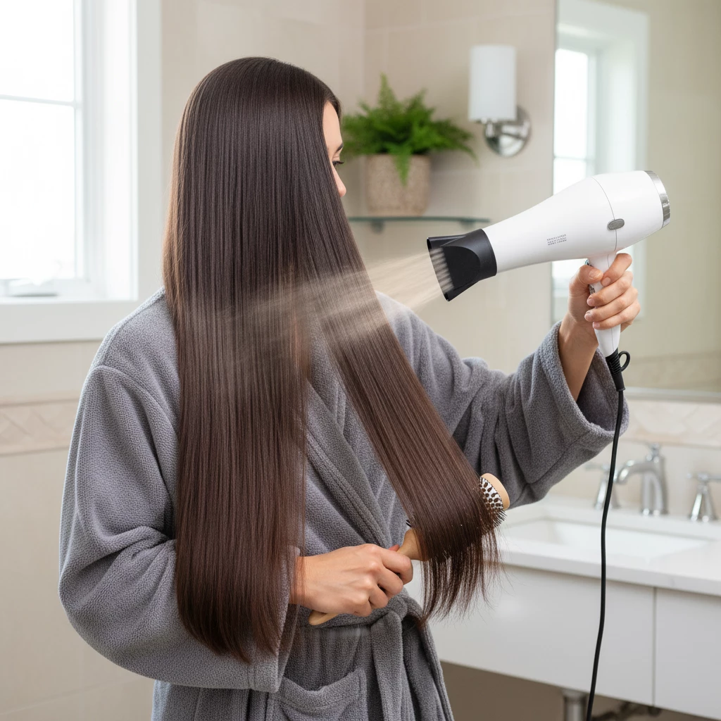 правильное расстояние фена при сушке волос