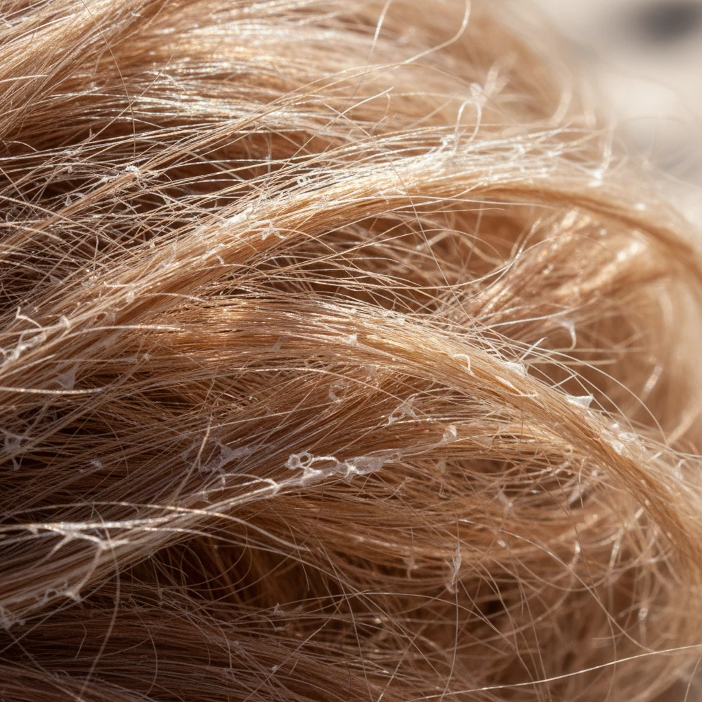 сухие пористые волосы после солнца крупный план