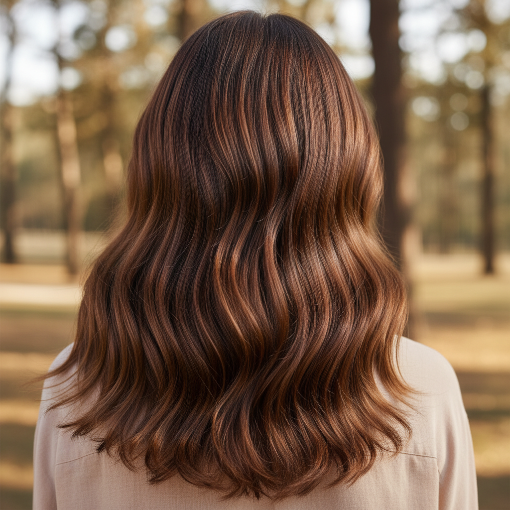 натуральный дорогой цвет волос с многослойным оттенком и переливами
