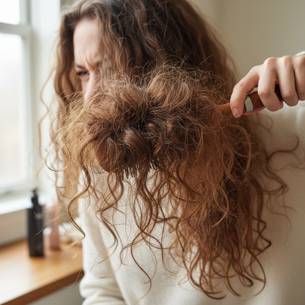 грубое расчесывание спутанных волос