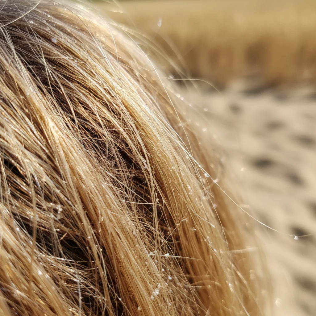 перегретые волосы пористая структура после жары крупный план