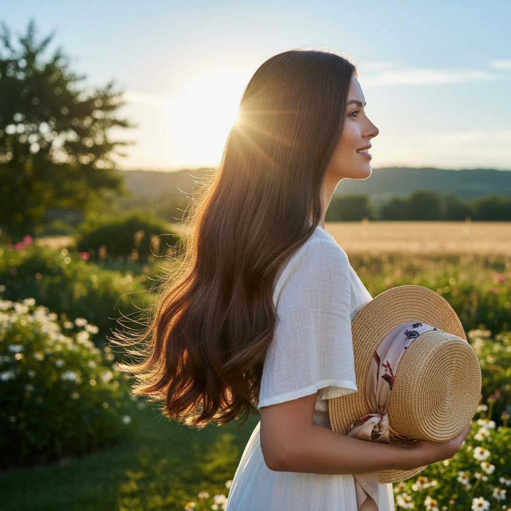 ухоженные волосы летом на улице без сухости и сильного пушения