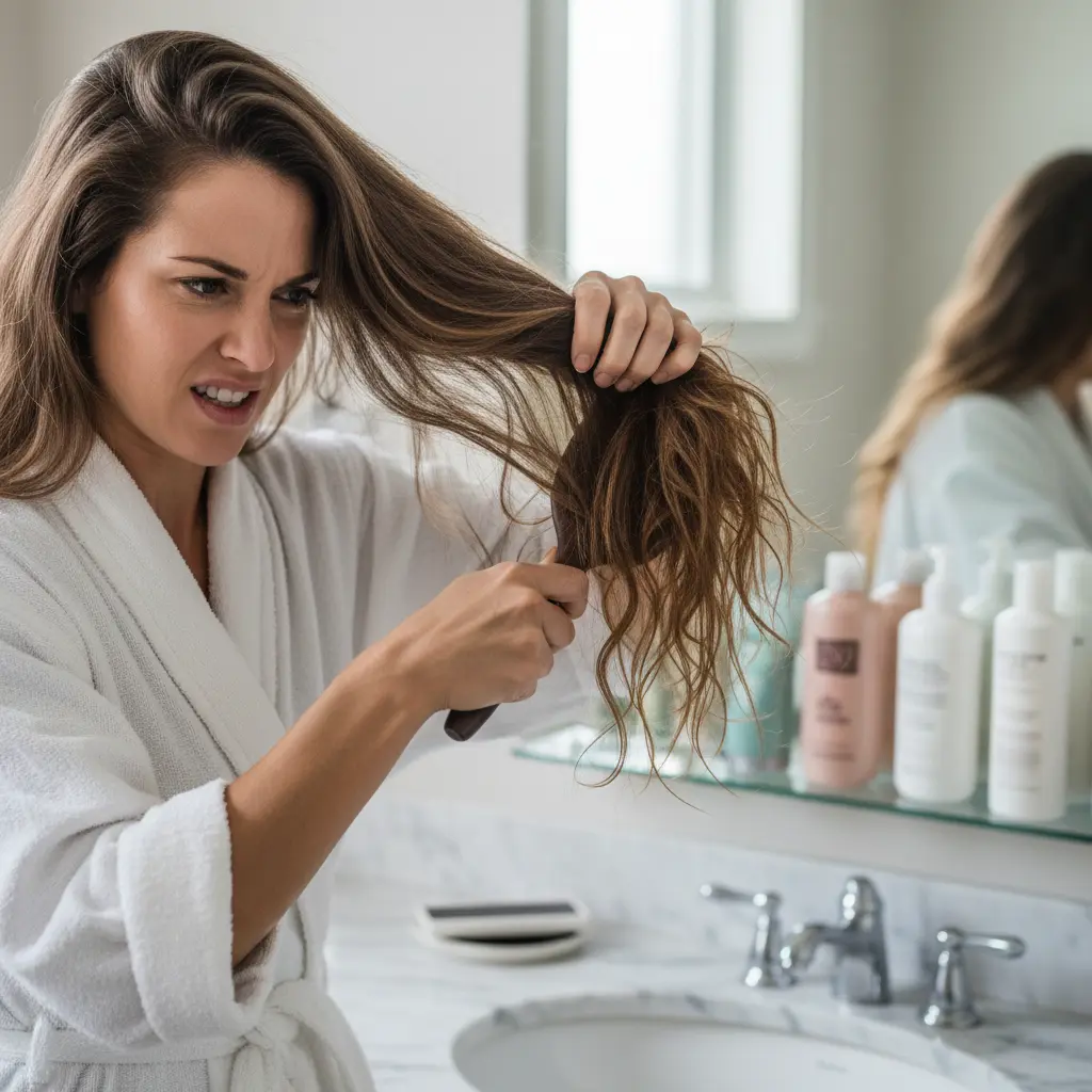 агрессивное расчесывание длинных волос