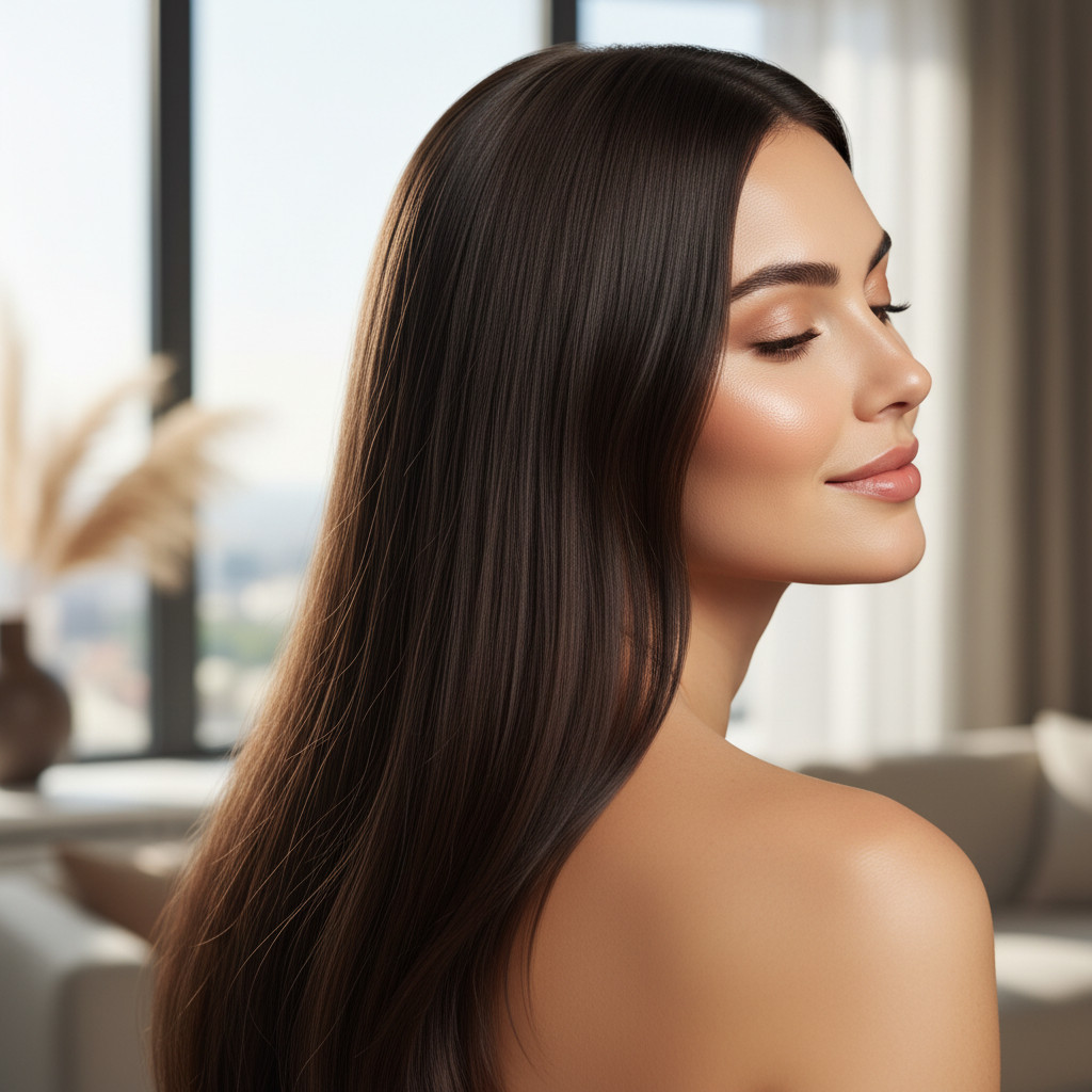 гладкие волосы после ухода против электризации