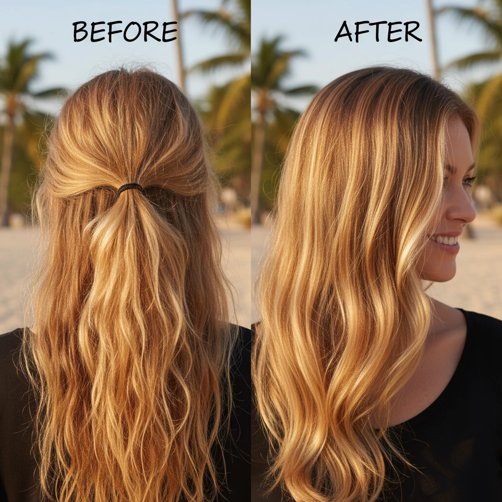 повреждение волос от солнца сухие ломкие волосы до и после