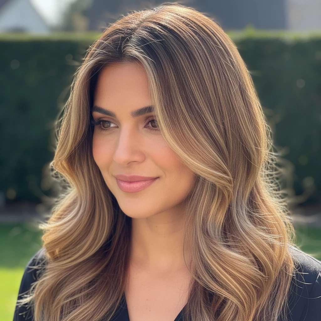 карамельный балаяж для теплого тона кожи