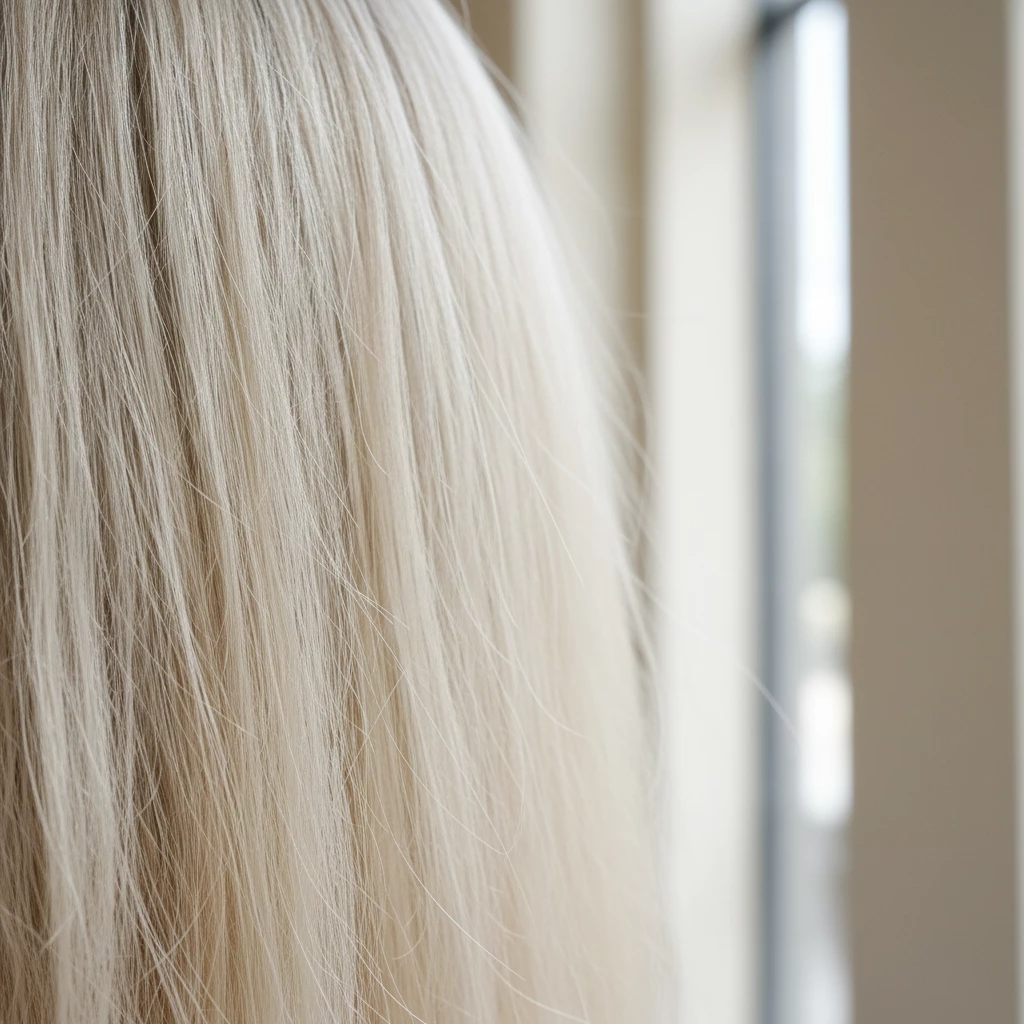 сухой блонд с жёсткими кончиками крупным планом