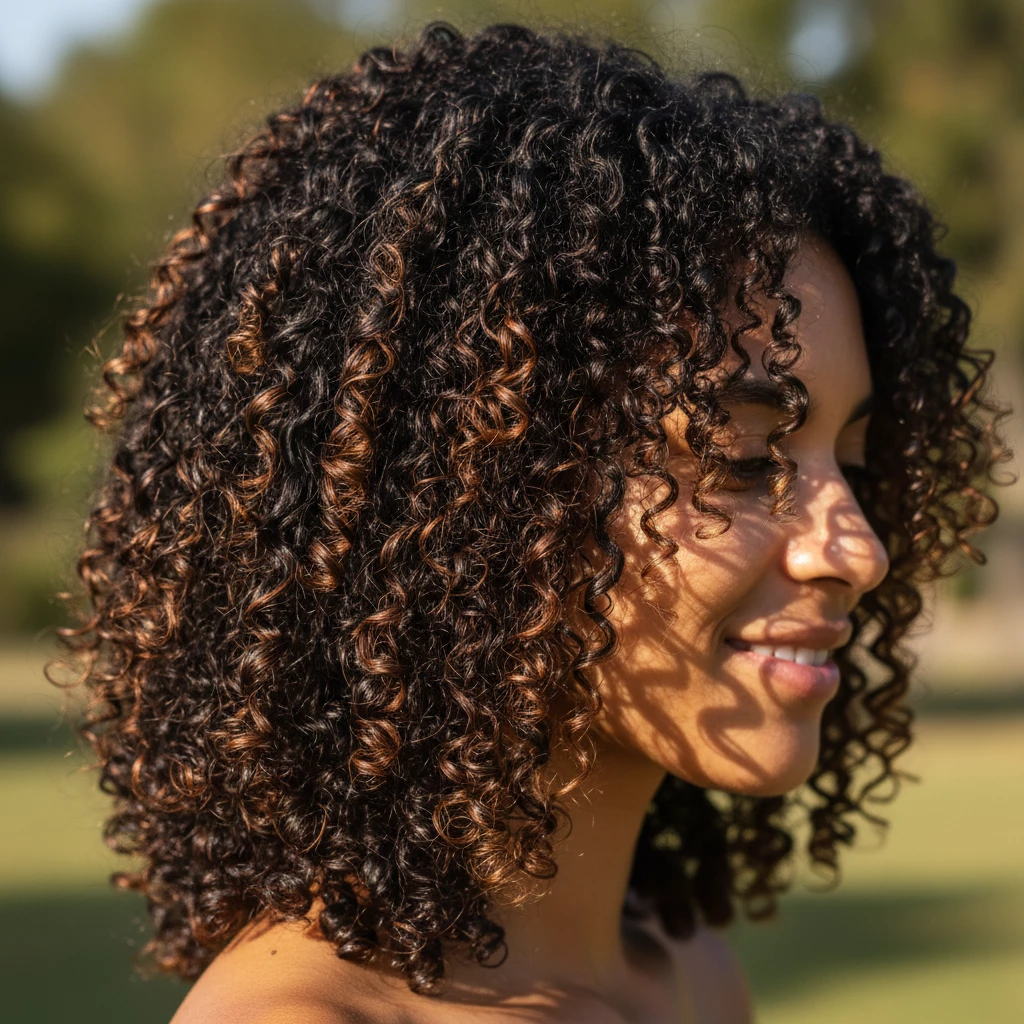 восстановленные кудрявые волосы после моря упругие